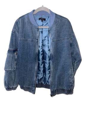 Blue Blush Denim Bomber Jacket Size S